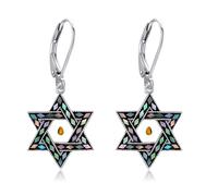 DAYLINLOVE Star of David Earrings 925 Sterling Silver Mustard Seed Earrings Jewish Jewellery Gift for Women