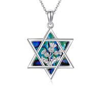 DAYLINLOVE Star of David Necklace 925 Sterling Silver Scotch Thistle Necklace Jewish Jewellery Gift for women
