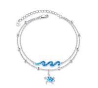 DAYLINLOVE Starfish/Wave/turtle/Butterfly/Evil eyes/Angel Wings/Moon/Dragonfly/Bread Dragon/Tennis/Anchor/Sloth/Star of David Braclet 925 Sterling Silver Braclet Anklet Jewelry Gifts for Women