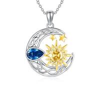 DAYLINLOVE Sun And Moon Necklace 925 Sterling Silver Sun And Moon Pendant Moon Jewelry Gifts for Women