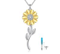 DAYLINLOVE Sunflower Cremation Necklace For Ashes 925 Sterling Silver Memorial Pendant Cremation Urn Necklace For Women