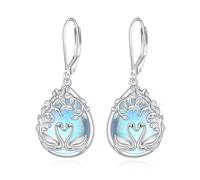 DAYLINLOVE Swan Earrings 925 Sterling Silver Moonstone Dangle Earrings Swan Jewelry Gifts for Women Mom Girls