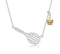 DAYLINLOVE Tennis Racket Necklace 925 Sterling Silver Tennis Ball Pendant Sport Themed Jewellery Gifts For Women Girls Players