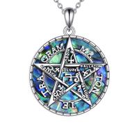 DAYLINLOVE Tetragrammaton Necklace 925 Sterling Silver Abalone Shell Tetragrammaton Amulet Pendant Necklace Witchy Jewelry Gifts for Women