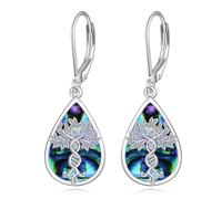 DAYLINLOVE Tree Of Life Earrings 925 Sterling Silver Abalone Shell Tree Of Life Dna Earrings Dangle Tree Of Life Jewelry Gifts for Women