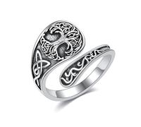 DAYLINLOVE Tree Of Life Spoon Rings 925 Sterling Silver Celtic Knot Tree Of Life Thumb Rings Tree Of Life Jewelry Gifts For Women