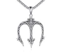 DAYLINLOVE Trident Necklace 925 Sterling Silver Celtic Trident Pendant Necklace Amulet Necklace Birthday Jewelry Gifts for Men