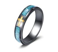 DAYLINLOVE Turquoise Cross Ring S925 Sterling Silver Black Turquoise Rings for Men Religious Cross Jewelry Gifts for Women Men (8)