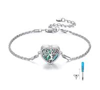 DAYLINLOVE Urn Bracelet for Ashes 925 Sterling Silver Abalone Shell Tree of Life Cremation Jewelry for Ashes Keepsake Pendant Locket Bracelet for Women Mom