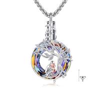 DAYLINLOVE Urn Necklace for Ashes 925 Sterling Silver Father Daughter Crystal Pendant Necklace To My Daughter Gifts Cremation Memorial Keepsake Jewellery Gifts form Dad for Women