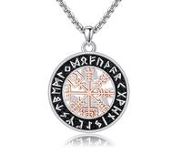 DAYLINLOVE Viking Necklace 925 Sterling Silver Talisman Valknut Amulet Thor Hammer Pendant Necklace Viking Nordic Pagan Good Luck Protective Jewellery Gifts for Women Men Unisex