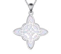 DAYLINLOVE Witches Knot Necklace 925 Sterling Silver Opal Witch Magical Knot Pendant Celtic Jewelry for Women Gifts