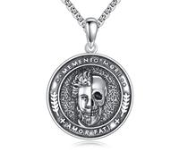 DAYLONLOVE Memento Mori Necklace 925 Sterling Silver Amor Fati Stoic Four Virtues Necklace Nature Jewelry Christmas Stoicism Gifts for Men Women
