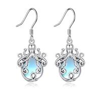 DAYLONLOVE Octopus Earrings 925 Sterling Silver Moonstone Octopus Dangle Earrings Tentacle Octopus Jewelry Christmas Gifts for Women