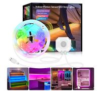 Daymeet Motion Sensor Under Bed Lights, 3M RGB Motion Activated LED Strip Lights with Automatic Shut Off Timer App Control Cabinet Night Light Closet