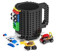 DAYMOO Build on Brick Mug, Funny Cool Coffee Mugs for Kids Men Him Dad Boys and Girls, Building Block Cups, Novelty Gifts for Christmas Xmas Easters Birthdays Halloween - Black