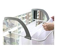 DAYNECETY Folding Clothes Radiator Drying Airer Rack Stainless Steel Over Door Window Mount Hanger Dryer For Clothes Indoor & Outdoor (Grey)
