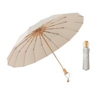 DAYOBOB Umbrella 16-Rib Folding Umbrella Sunshade Umbrella Women'S Windproof And Uv-Proof Sunny And Rainy Dual-Use Umbrella-Wutong Rice-53.5Cmx16K