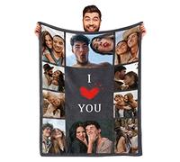 DayOfShe Personalised Photo Blanket I Love You Girlfriend Boyfriend Gift Blankets, Personalized Blankets for Mum, Dad, Couples, Husband, Wife, Anniversary, Birthday Gifts for Women and