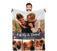 DayOfShe Ships Next Day, Personalized Blankets for Couples Photo Blankets for Girlfriend Boyfriend, Custom Blankets Flannel Blanket for Boyfriend Birthday Gift