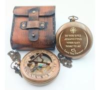 DAYOLX So You Can Always find Your Way Back to Me - Personalized Sundial Compass - Luxury Gift - Anniversary Sundial Compass - Brass Personalised Gifts for Men with Engraved Message, 3 inch