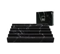 DAYONE Black Marble Rectangular Soap Dish with Soap Saver Ridges and Non Slip Feet - Soap Tray for Bathroom, Sink, Kitchen, and SPA