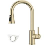 Dayone Brushed Gold Sus304 Stainless Steel Kitchen Mixer Tap With Pull Out Sprayer High Arc 360 Swivel 3 Modes