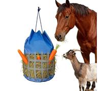 DayoVortex Durable Large Slow Feed Hay Bag for Horses Large Capacity Reusable Hay Feeder with Drawstring Design for Cattle, Sheep, and Donkeys - Reduces Waste and Prevents Head Sticking (Medium Blue)