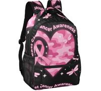 Daypack Modern Style Peach Skin Lining Lightweight for Boys Girls for Daily, Breast Cancers Heart Dragonflies Awareness, S, Daypack