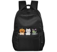 Daypack Modern Style Twill Weave Fabric Lightweight for Teens 7-18 Years | Funny Halloween monsters Cats Pumpkin Mummy Zombie Cat Lovers