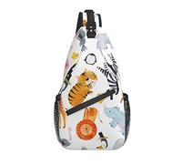 Daypack Sling BackpackZebra Rhino Elephant Giraffe Flamingo Chest Shoulder Backpack Interesting Crossbody Shoulder Bag