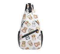 Daypack Sling BackpackZebra Rhino Elephant Giraffe Flamingo Chest Shoulder Backpack Interesting Crossbody Shoulder Bag