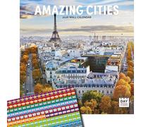 Dayplanner Publishing Amazing Cities Calendar 2026, Large Square Wall Calendar With Organisational Stickers, 16 Month, Amazing Cities Gift Travel Calendar