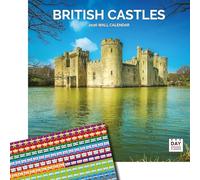 Dayplanner Publishing British Castles Calendar 2026, Large Square Wall Calendar With Organisational Stickers, 16 Month, British Castles Gift Travel Calendar