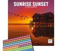 Dayplanner Publishing Sunrise Sunset Calendar 2026, Large Square Wall Calendar With Organisational Stickers, 16 Month, Sunrise Sunset Gift General Calendar