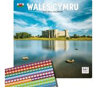 Dayplanner Publishing Wales Calendar 2026, Large Square Wall Calendar With Organisational Stickers, 16 Month, Wales Gift Travel Calendar
