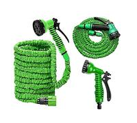DayPlus 100ft Expanding Garden Water Hose Pipe with 7 Function Spray Nozzle Watering Gun, Flexible Expanding Magic Hose, Extra Strength 3/4",1/2" Fittings, Anti-Leakage No-Kink