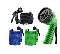 DayPlus 150FT Expanding Garden Water Hose Pipe with 7 Function Spray Gun, Black