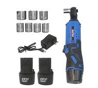 DayPlus 3/8 Inch Cordless Ratchet Wrench 12V Impact Cordless Ratchet Wrench with 2pcs 1500mAh Lithium-lon Batteries & 1pc Fast Charger 7 Scockets Built in LED 365 in-lbs Torque