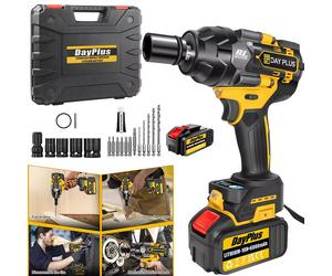 DayPlus Cordless Impact Wrench 6000mAh 1/2" Driver Drill Kit with Battery & Case