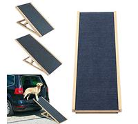 DayPlus Dog Ramp for Car Sofa Bed Solid Wooden Dog Stair Pet Ramp Ladder Height Adjustable Non-slip Carpet Safety Pets Ladder for Home Travel (L27.56*W13.78*H11.81/15.75IN)