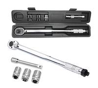DayPlus Torque Wrench 1/2 inch Drive Ratchet Torque Wrench Socket Set with 17, 19 and 21 mm Ratchet Wrench Sockets for Car, Bicycle Two-Way Ratchet Adjustable Torque 28 to 210 Nm