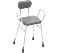 DAYS 91357243 Height Adjustable Perching Shower Stool with Arms and Padded Back, Slip-Resistant Rubber Tips, Bathing Aid for Elderly, Disabled, & Hanicapped, Bath Seat Bench (Eligible for VAT relief in the UK)