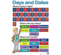 Days And Dates Educational Posters & Colourful Wall Charts for Children - Engaging Classroom Posters for Kids - Laminated School Posters in Assorted Designs by MFY