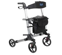 Days Deluxe Lightweight Rollator -Foldable 4-Wheel Walking Aid with Kerb Climbers, Built-in Seat & Walking Stick Holder -Lightweight Frame -Adjustable Handle Height (610MM)