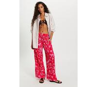 Day's End Linen Printed Pull-On Pants at Free People in Cherry Combo, Size: XL - female