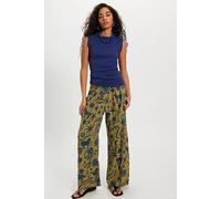 Day's End Linen Printed Pull-On Pants at Free People in Olive Combo, Size: XL - female