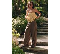 Day's End Linen Pull-On Trousers at Free People in Chocolate Gelato, Size: Small - female
