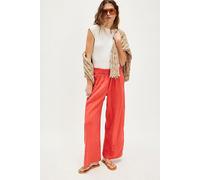 Day's End Linen Pull-On Trousers at Free People in Poppy Red, Size: XL - female