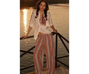 Day's End Stripe Pants at Free People in Red Brown Combo, Size: Large - female